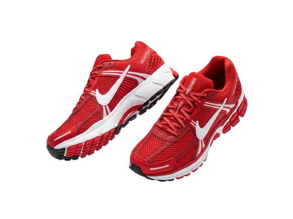 Red athletic sneaker displayed at Icon Soley showroom Ahmedabad