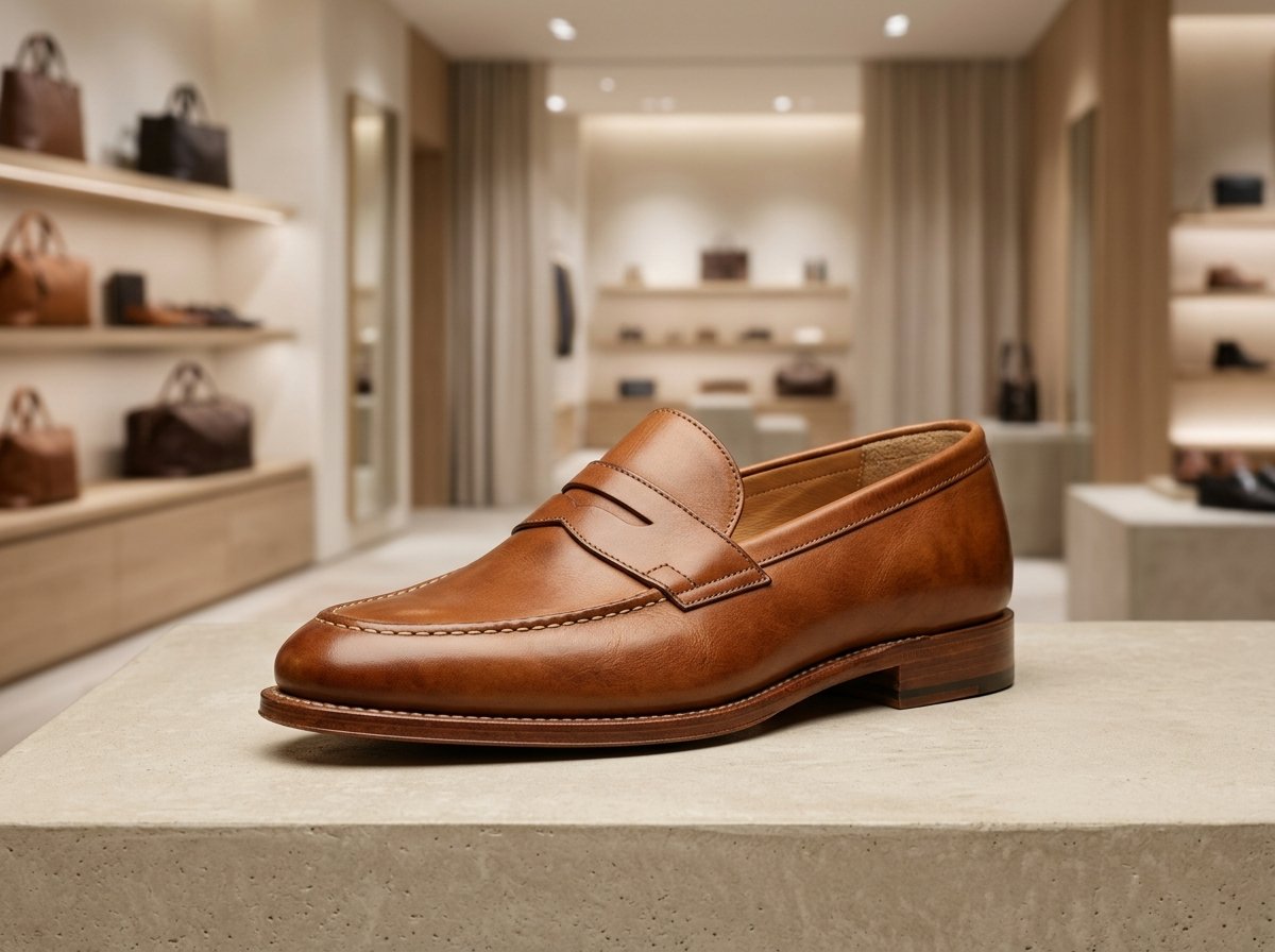 Handcrafted leather penny loafer for men