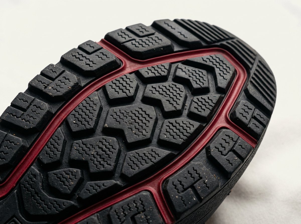 Anti-slip rubber outsole for traction and grip on tiles and roads